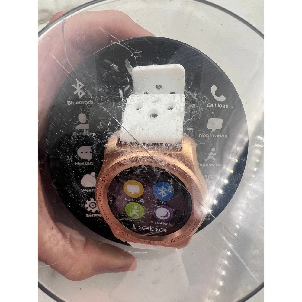 Bebe Smartwatch Rose Gold White Silicone Band iOS Android Compatible NEW